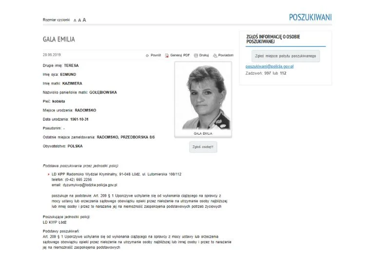 Alimenciara poszukiwana przez policję w Radomsku.