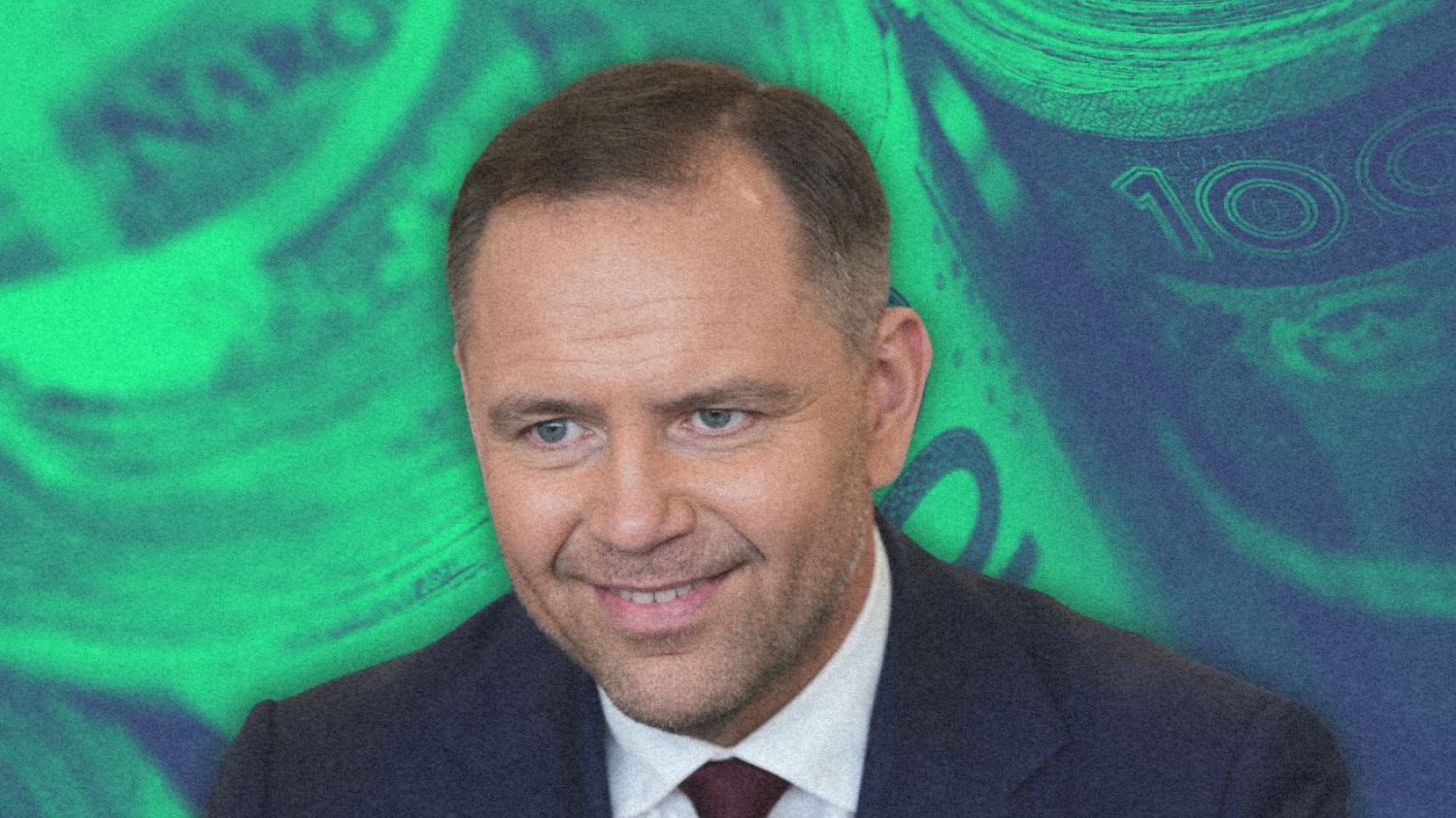 Karol Nawrocki i banknoty.