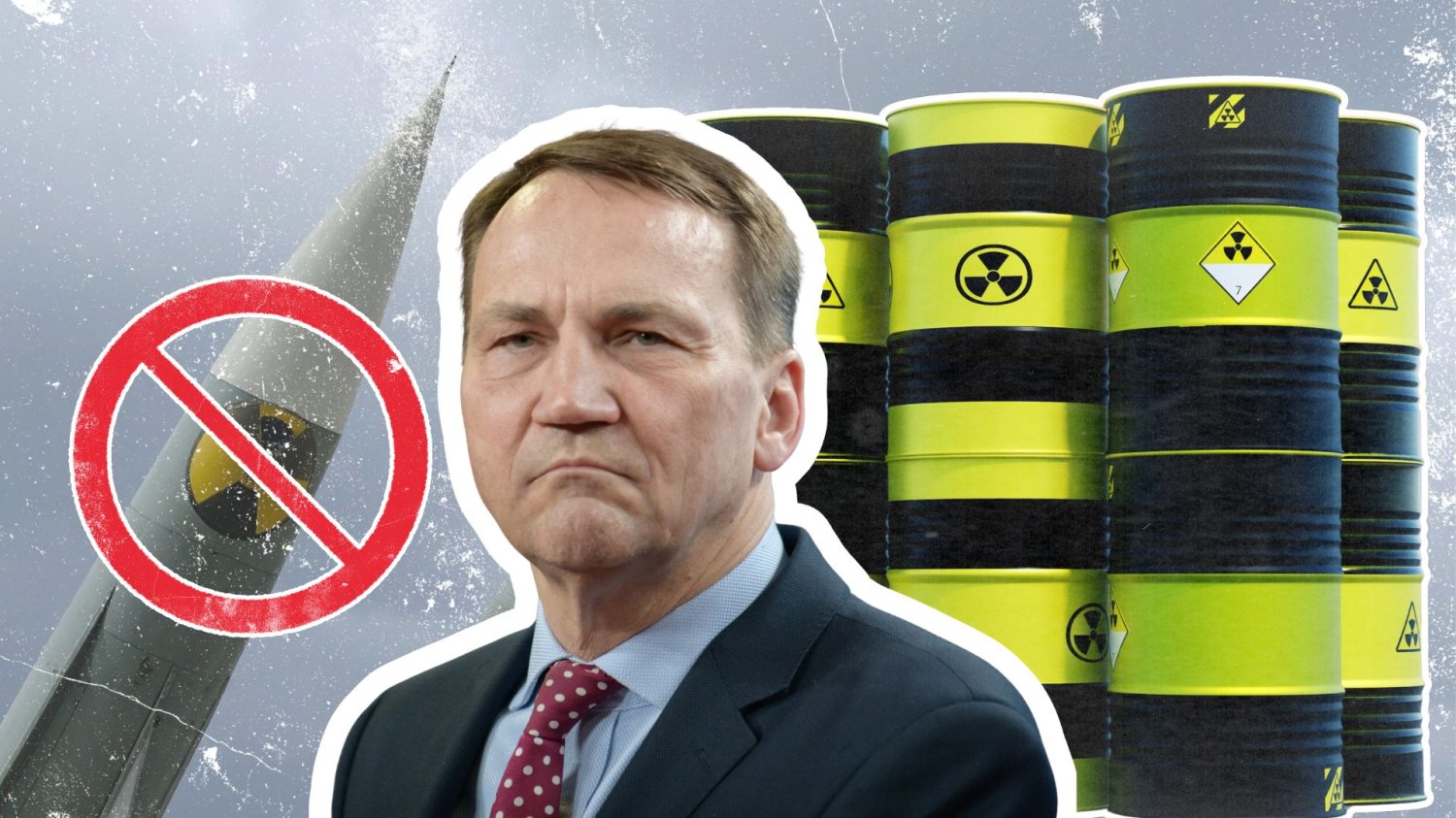 Radosław Sikorski na tle broni nuklearnej, odpadów promieniotwórczych. Eksperci obalają jego wpis o wywozie wzbogaconego uranu.