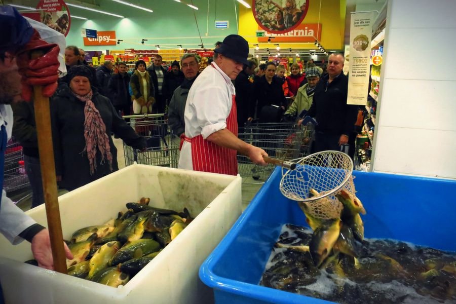 Zakupowa gorączka w poznańskim Tesco.