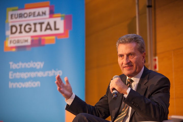 Günther Oettinger, Komisarz UE ds. gospodarki cyfrowej i społeczeństwa zainaugurował Startup Europe Forum podczas ICT2015