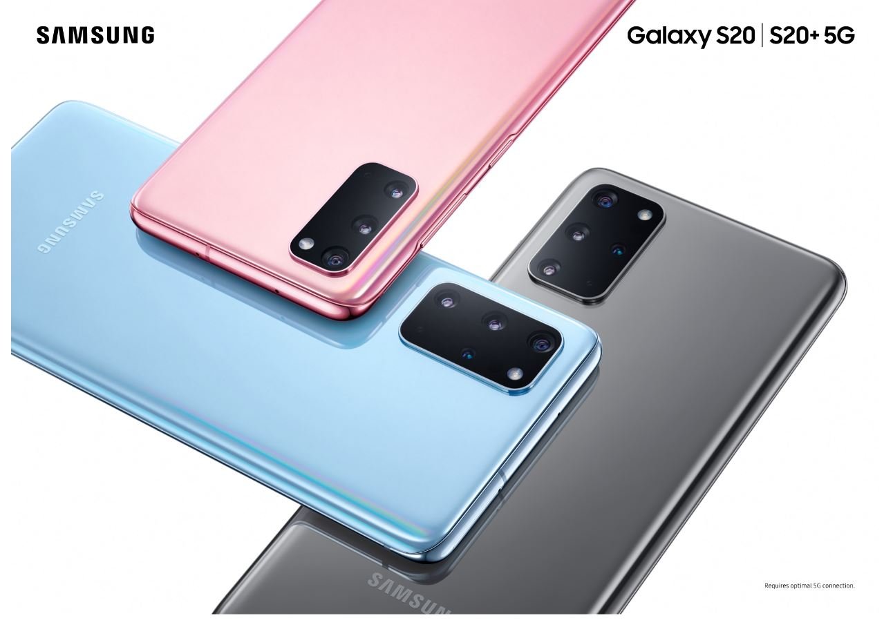 Nowe Galaxy S20 oraz Galaxy S20+ są dostępne w trzech wersjach kolorystycznych: szarej, błękitnej oraz różowej.
Galaxy S20 Ultra jest w dwóch kolorach: szarym bądź czarnym