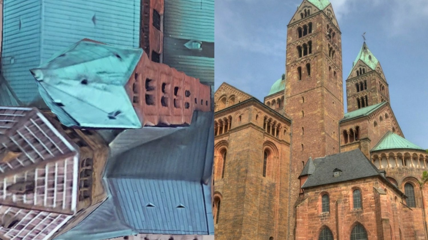 Katedra w Spirze: w wizualizacji Google Earth i w rzeczywistości.
