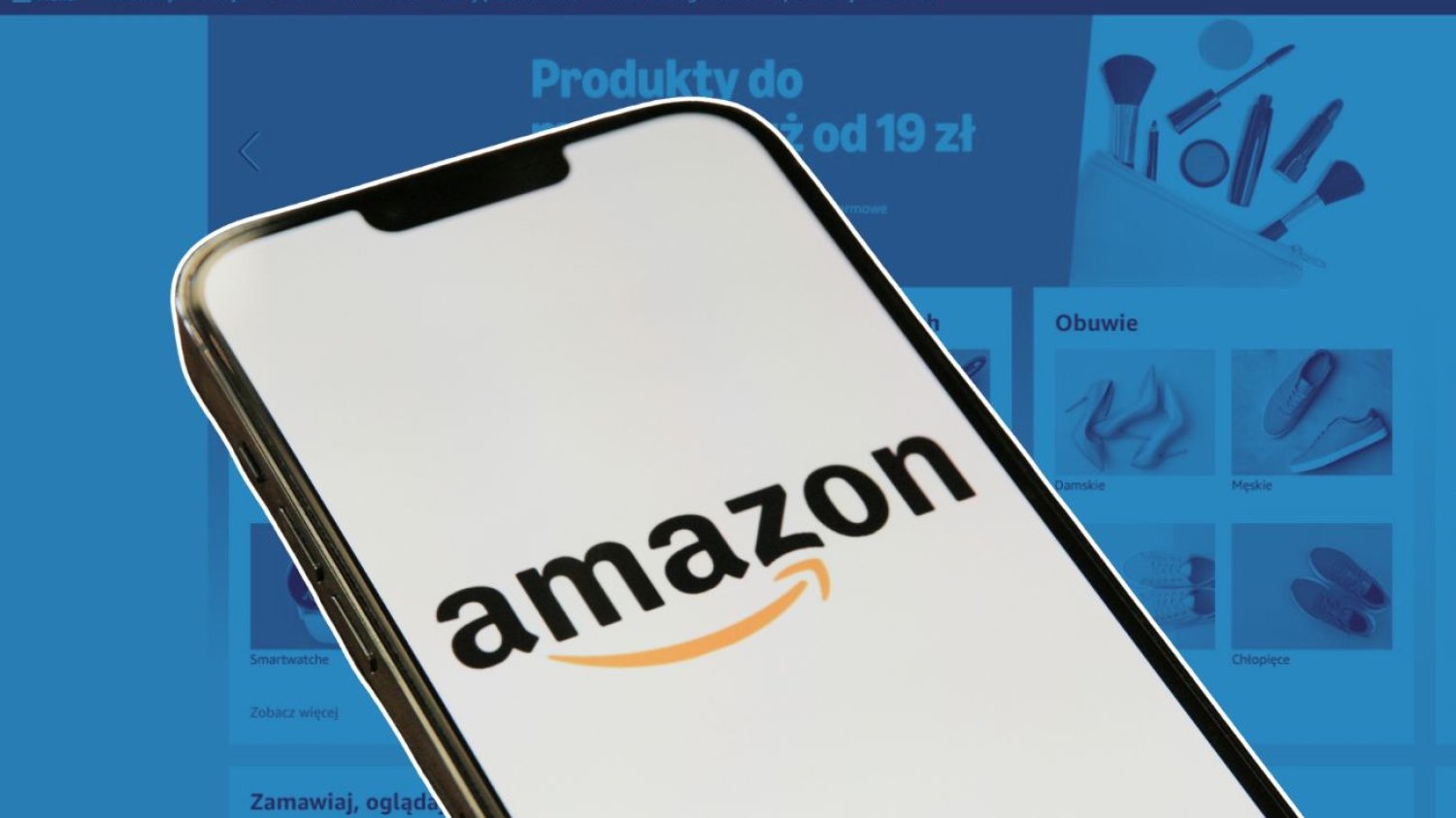 Na zdjęciu smartfon z otwartą aplikacją Amazon.