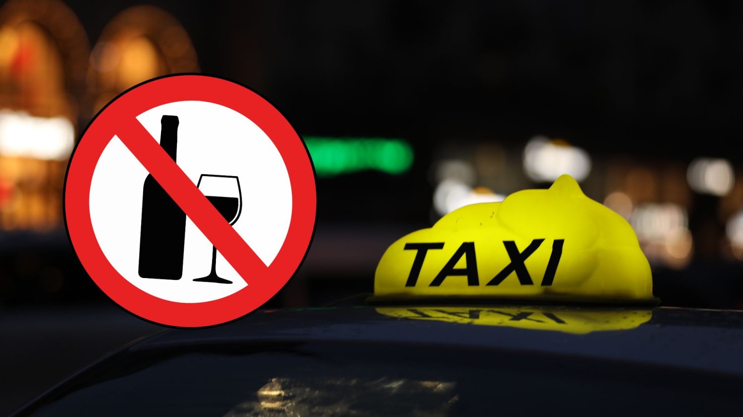 Nocna prohibicja w Warszawie stworzyła nowy biznes. Ceny jak z koszmaru, a Polacy i tak płacą. Taksówka, znak zakazu alkoholu.