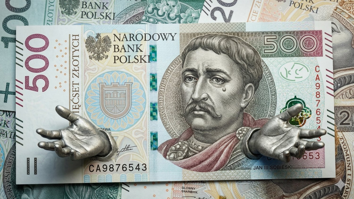 smutny król Sobieski na polskim banknocie