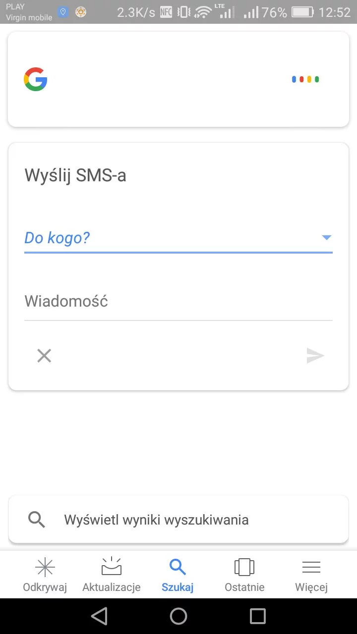 Asystentowi Google można podyktować SMS