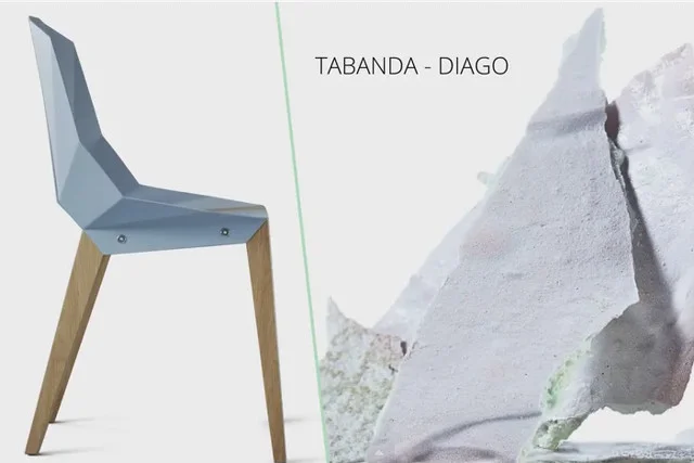 Krzesło Diago o kanciastych kształtach vs. bezowa łamanka