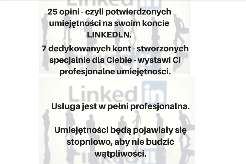 Na popularnym serwisie aukcyjnym można wykupić usługę, która oferuje "upiększenie" profilu założonego na portalu LinkedIn