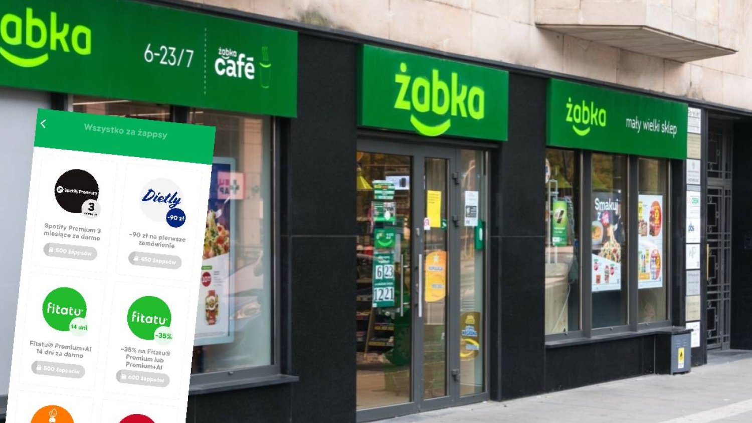 Sklep Żabka, zrzut ekranu z aplikacji Żabki.