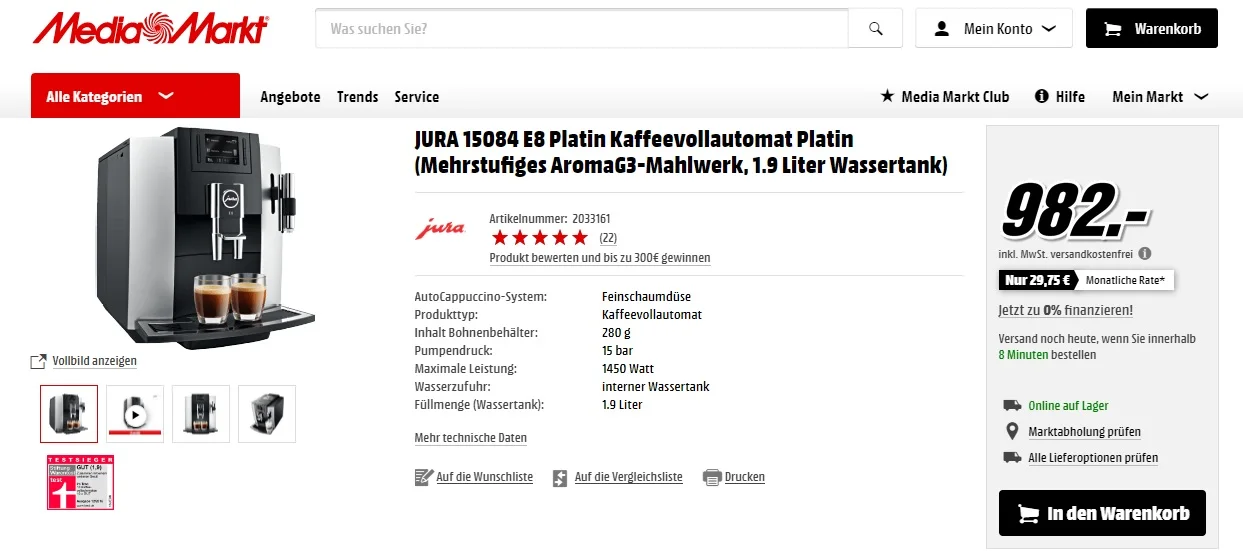 Cena ekspresu w niemieckim Media Markt