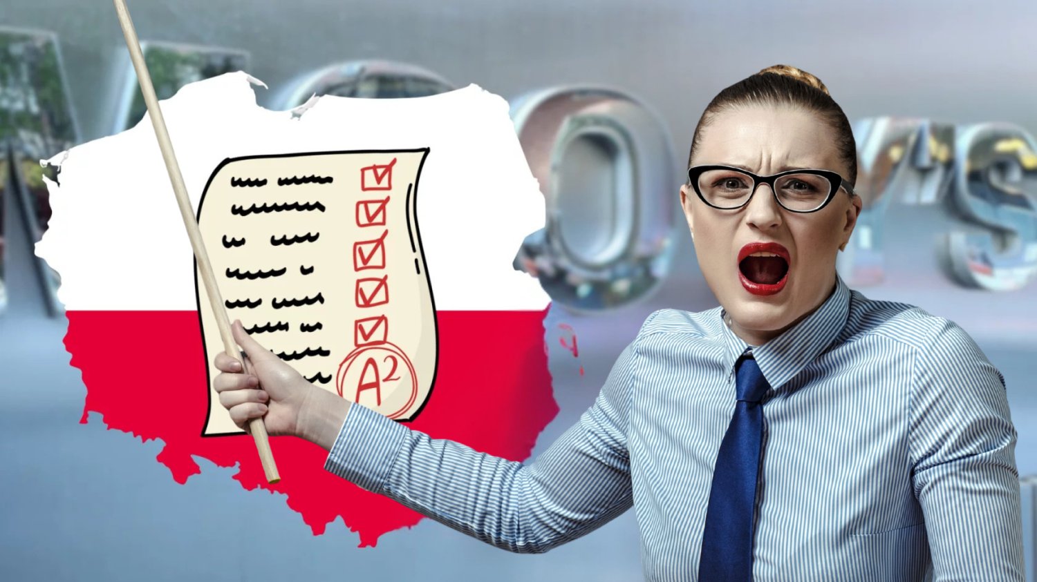 Moody's ocenia Polskę i nie jest dobrze. Cisza w liczbach, hałas w prognozach Nauczycielka. Mapa polski. Egzamin z oceną a2. W tle moodys.