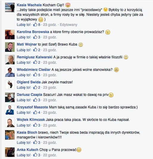 Internauci są zachwyceni warunkami pracy proponowanymi przez Jakuba Bączka