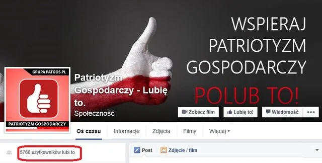 Fanpage promujący patriotyzm gospodarczy niedługo po tym jak został stworzony ma już ponad 5000 użytkowników.