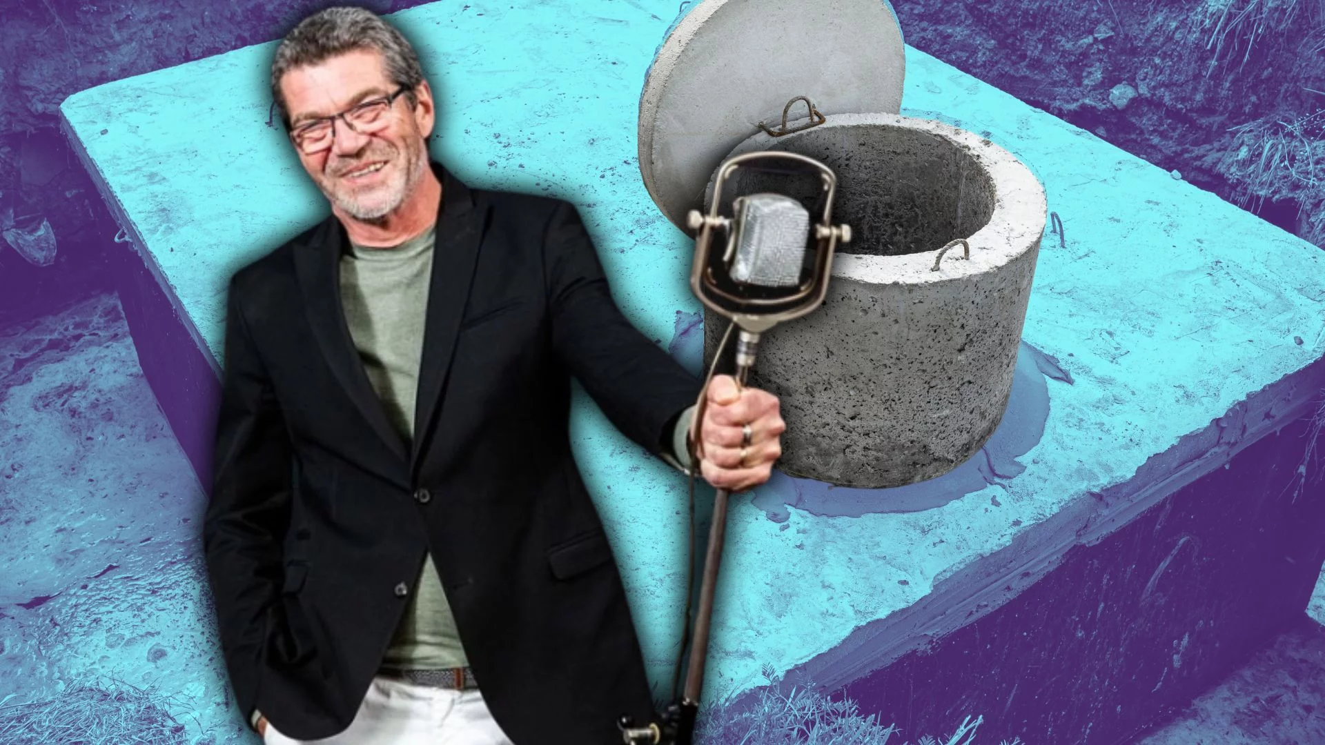 Spółka kanalizacyjna ukradła głos legendarnego lektora. To dopiero szambo wybiło Lektor Jarosław Łukomski na tle szamba. Głos lektora wykorzystano nielegalnie w reklamie i wytoczono pozew.