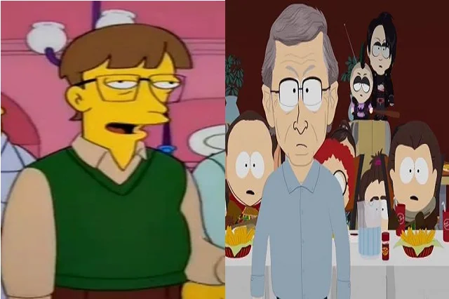 Specyficznym hołdem dla twórcy Windowsa było jego sportretowanie w dwóch animacjach dla dorosłych - po lewej w The Simpsons, po prawej w South Park