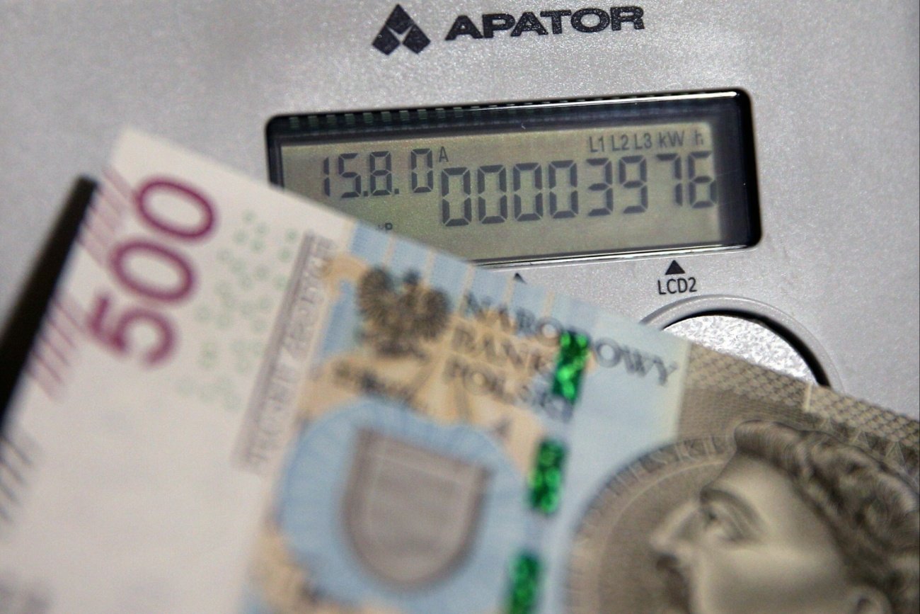 Licznik prądu, banknot 500 zł.