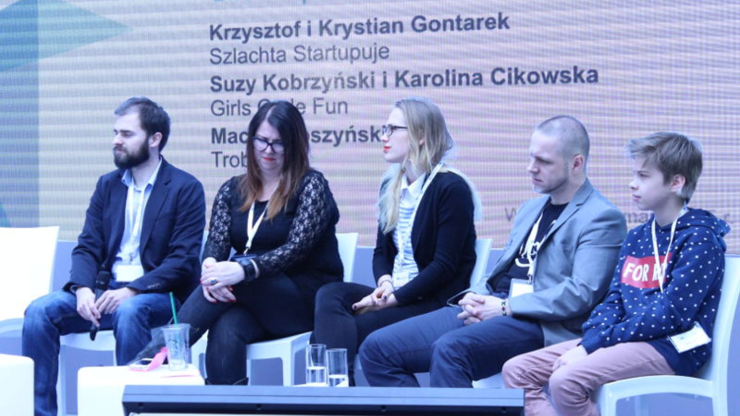 Członkowie panelu Startup Kids. Od lewej: Maciej Troszyński, Suzy Kobrzyński, Karolina Cikowska, Krzysztof Gontarek, Krystian Gontarek.