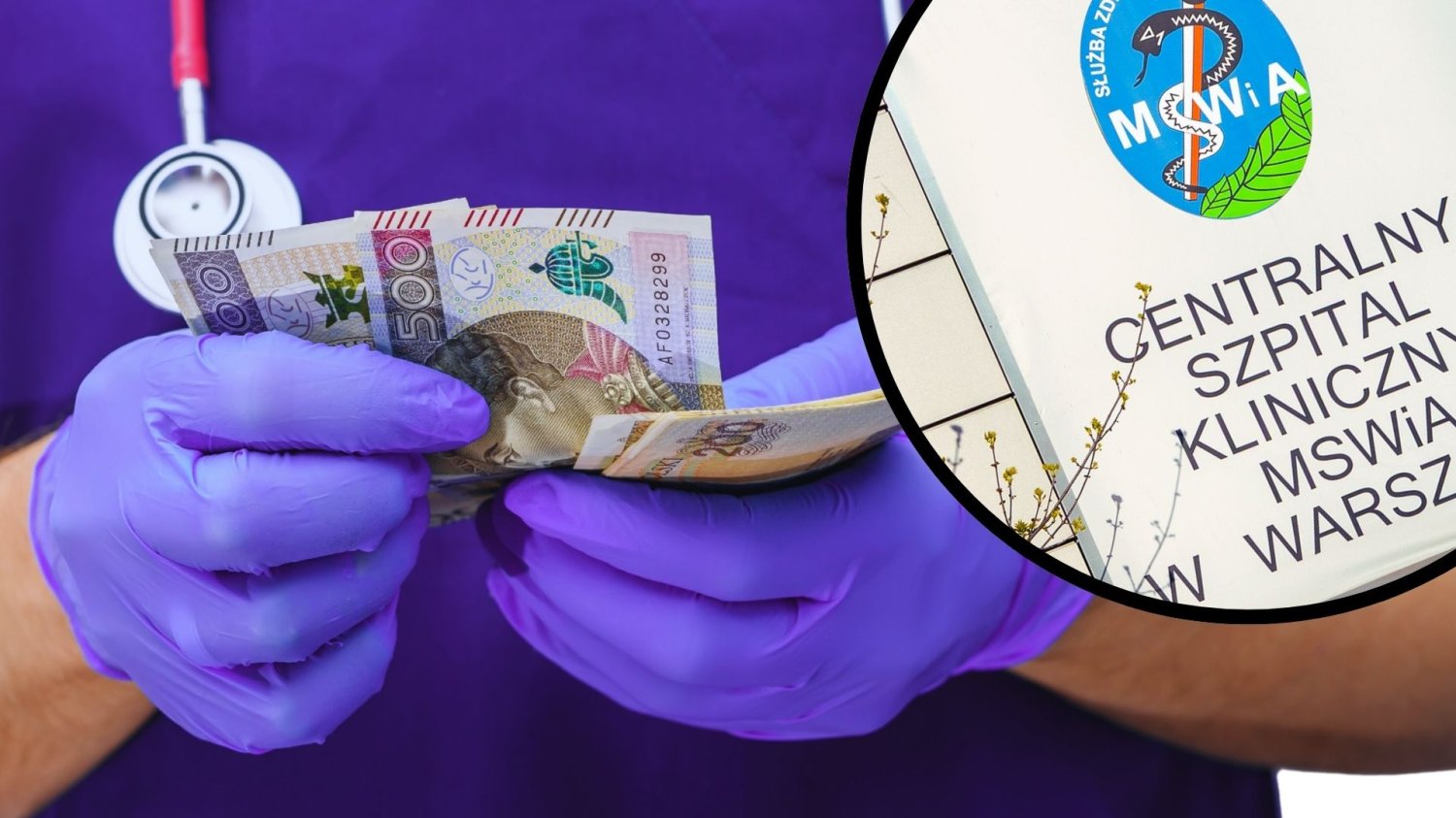 Szpital MSWiA musi zapłacić 500 tys. zł kary. Trzeba było płacić za ominięcie kolejki Lekarz trzymający banknoty PLN i wklejona tablica szpitalu MSWiA. Szpital MSWiA musi zapłacić 500 tys. zł kary. Wyniki kontroli NFZ są porażające.