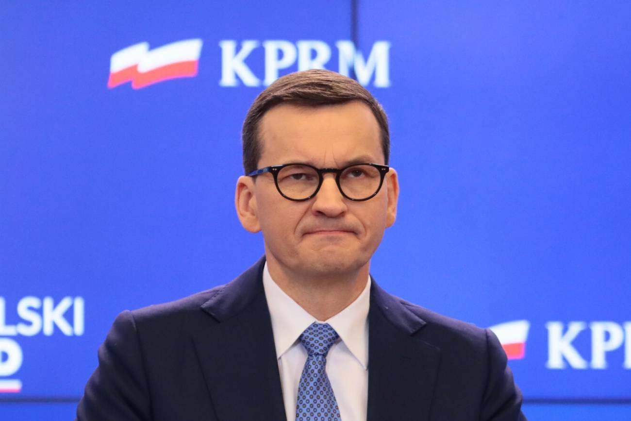 Premier Mateusz Morawiecki na konferencji prasowej