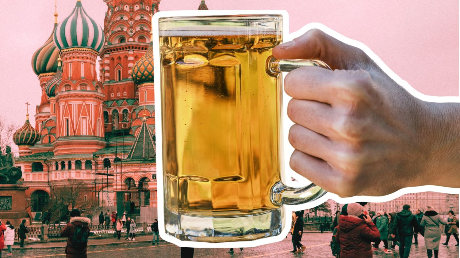 Polacy rozpijają Rosjan piwem. Aż trudno uwierzyć w taką hipokryzję ręka z kuflem piwa na tle Kremla