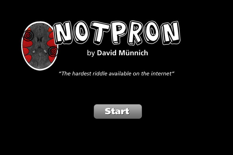 Strona główna Not Pr0n, gry uważanej przez jej autora za jedną z najtrudniejszych na świecie.
