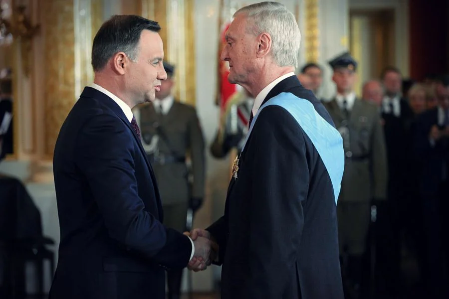 Uroczystość 225. rocznicy uchwalenia Konstytucji 3 Maja. Prezydent Andrzej Duda i prof. Michał Kleiber.