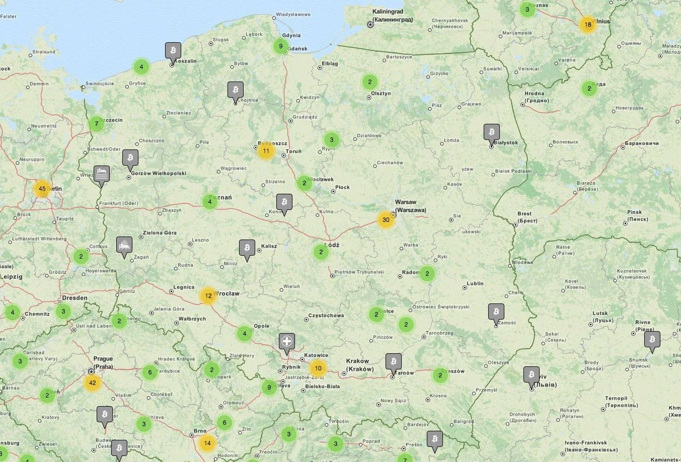 Mapa wszystkich miejsc w Polsce, w których zapłacisz Bitcoinami.