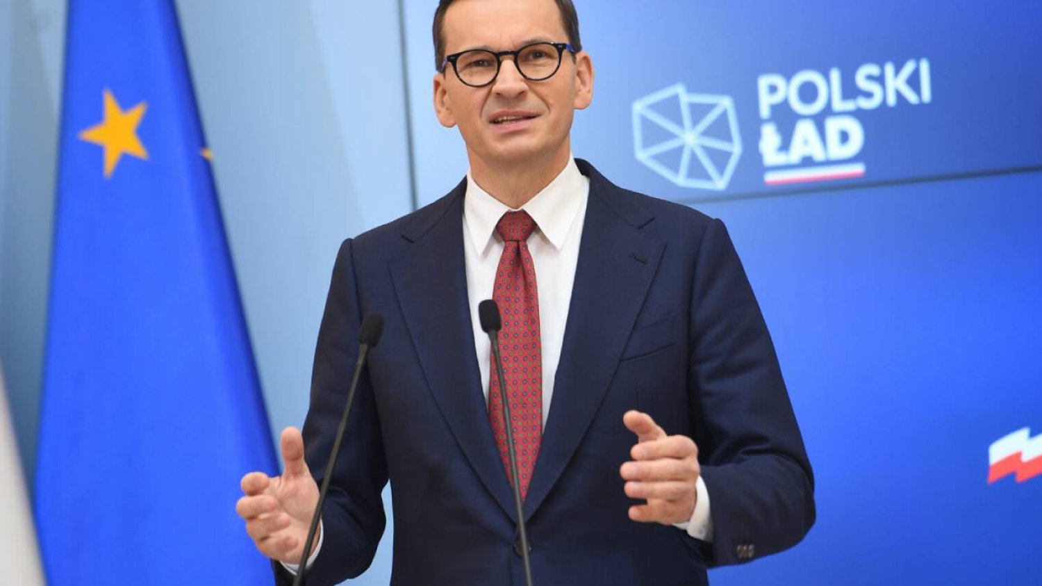 Premier Mateusz Morawiecki podczas konferencji prasowej dot. nowelizacji budżetu
