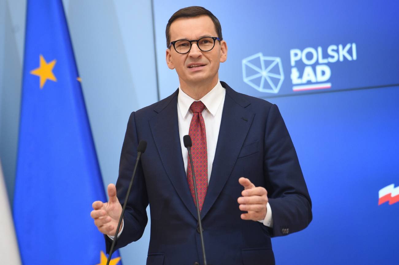 Premier Mateusz Morawiecki podczas konferencji prasowej dot. nowelizacji budżetu