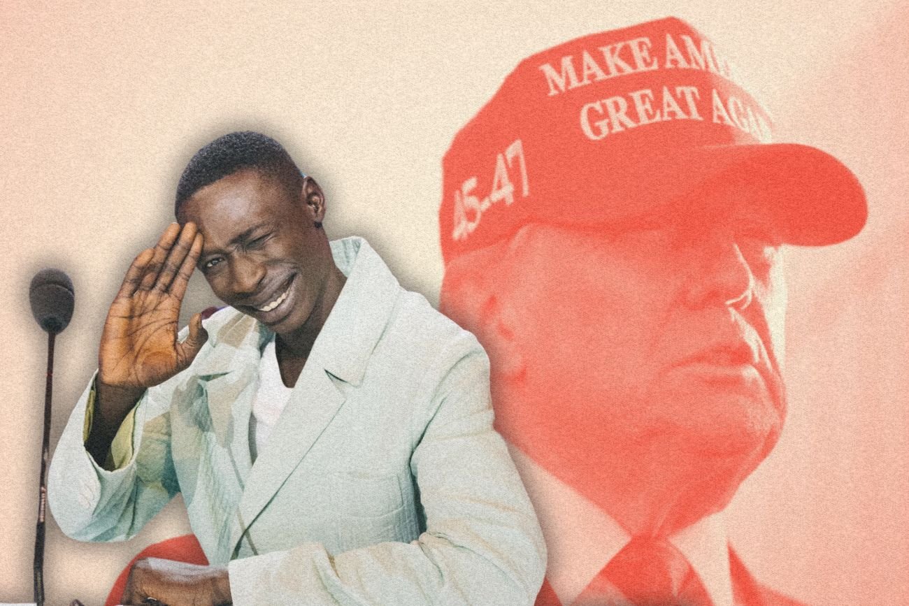 Khaby Lame i Donald Trump w tle.