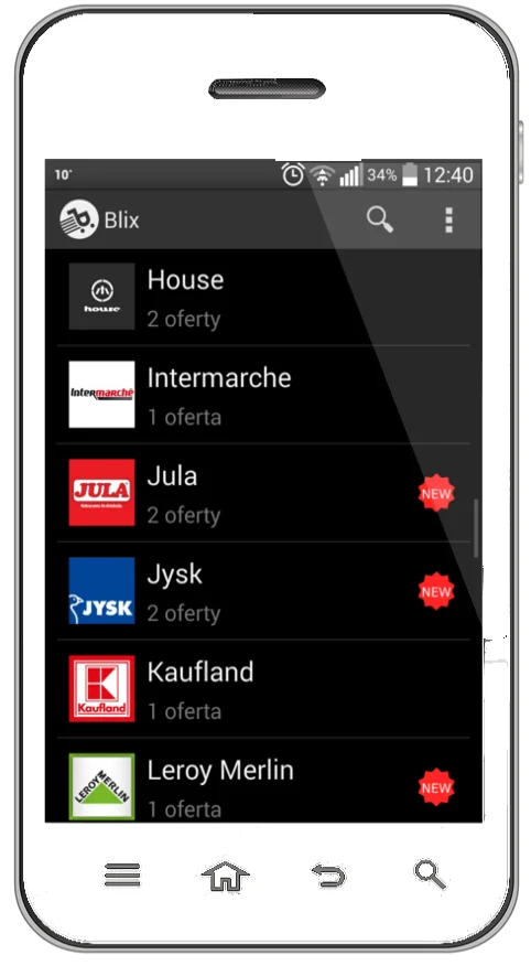 Widok aplikacji Blix zainstalowanej na smartfonie.