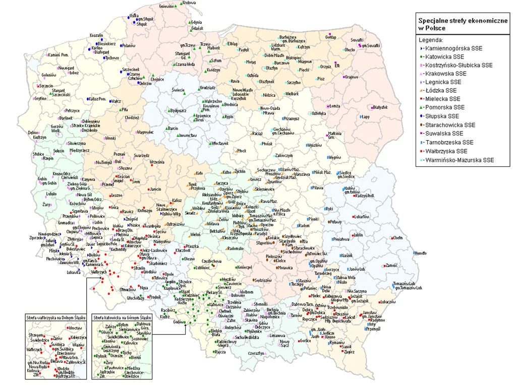 Mapa 3. Położenie SSE w Polsce
