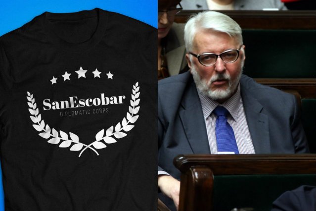 Minister Waszczykowski może być dumny. Jego slogan znalazł się na koszulce.