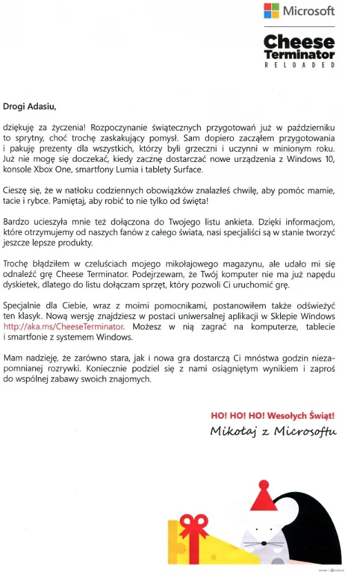Pracownik Microsoftu, który odpowiedział na zabawny list Adama Kaczmarka, wykazał się równie dużym poczuciem humoru