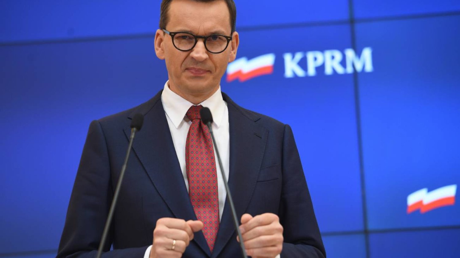 Premier Mateusz Morawiecki podczas konferencji dot. nowelizacji budżetu na 2021 r.