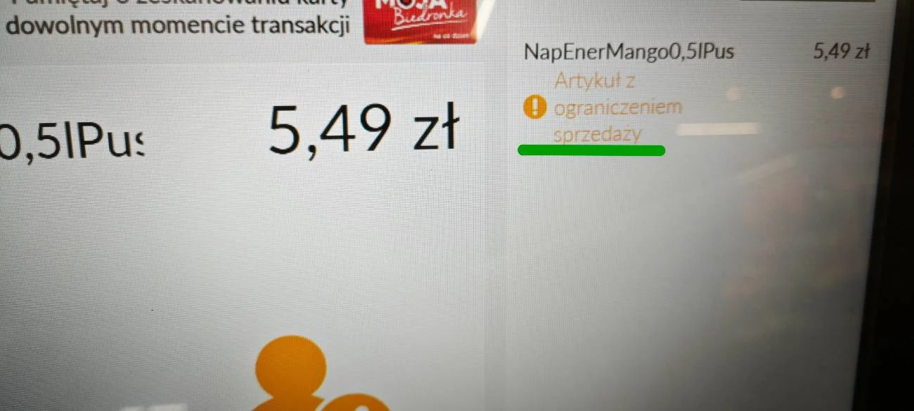 Napój energetyczny artykułem z ograniczeniem sprzedaży.