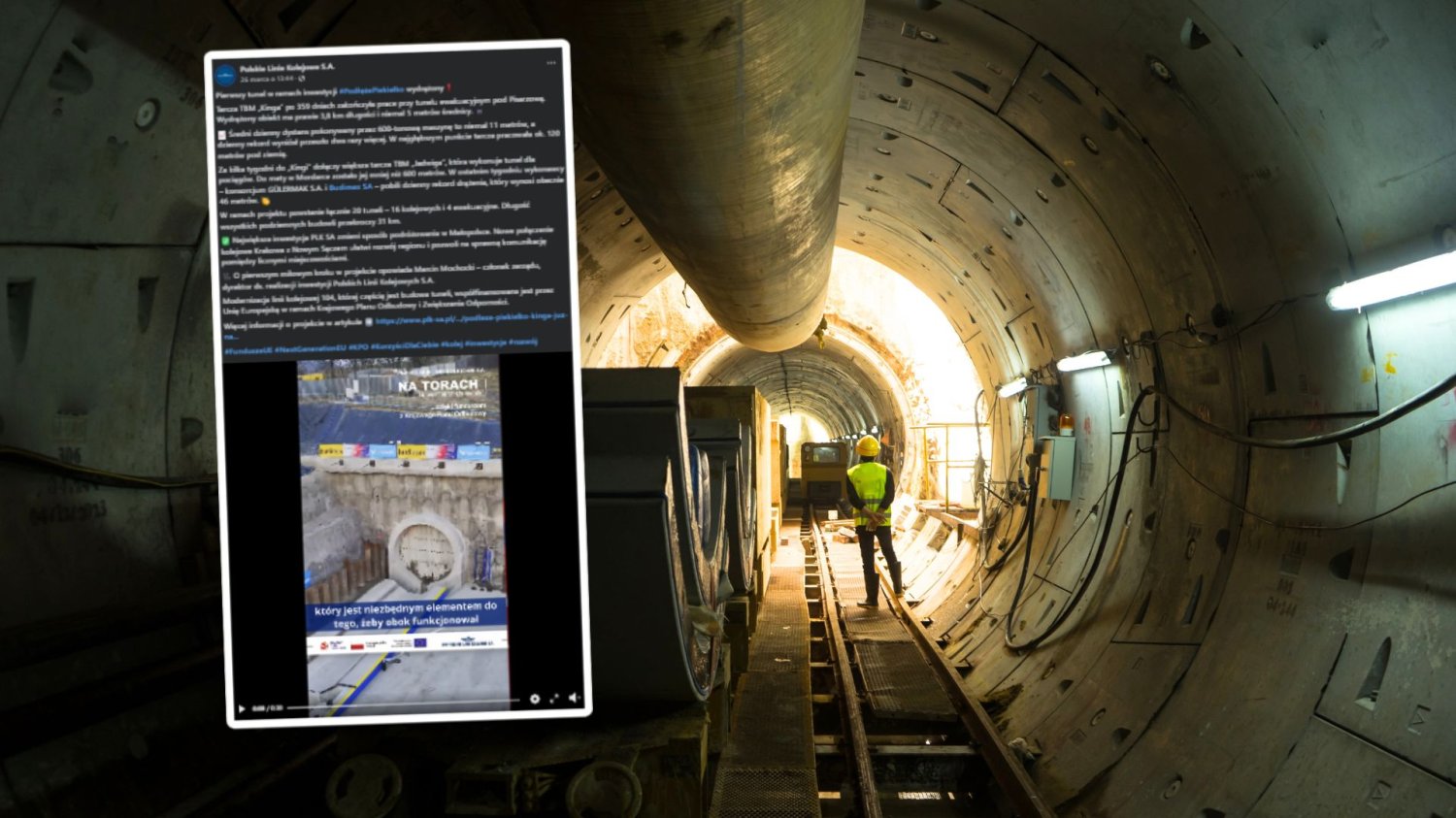TBM Jadwiga kończy pracę. Miliardy z KPO właśnie wjechały w nową erę. Tunel kolejowy.
