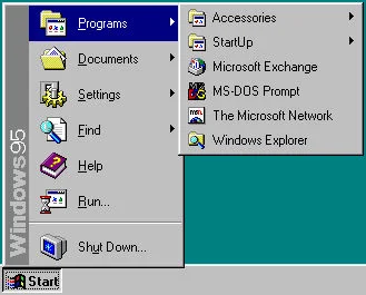 Menu Start w Windowsie 95.