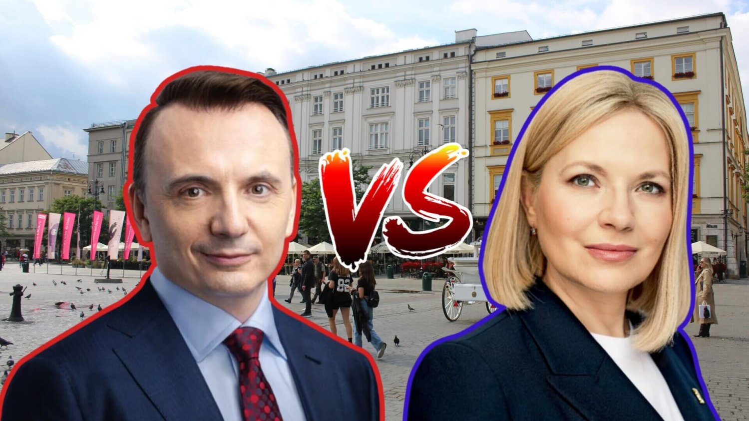 Kraków, na 1. planie Łukasz Gibała, Monika Piątkowska
