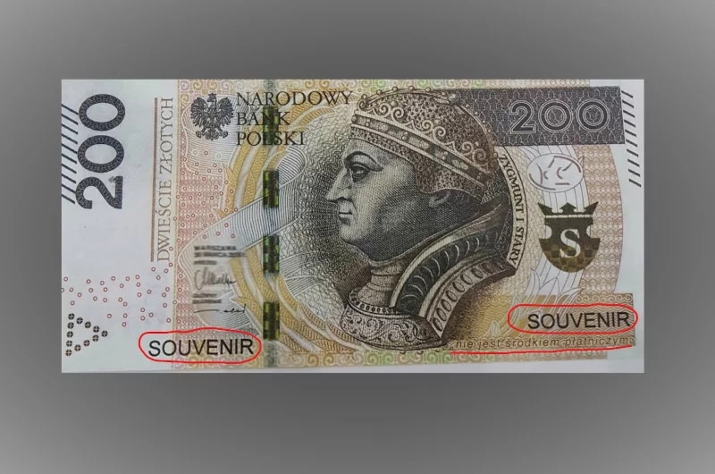 Fałszywy banknot, którym posłużył się 15-latek.