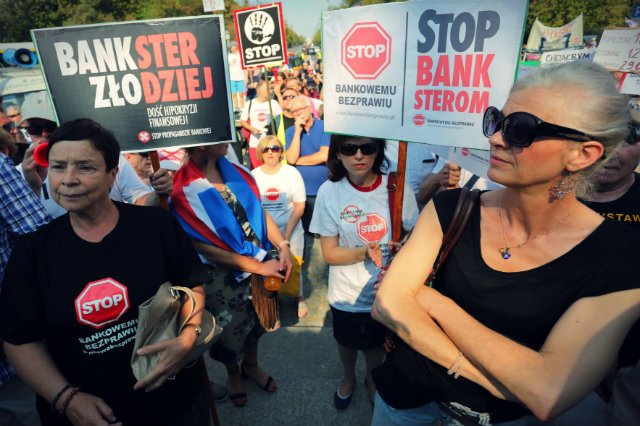 Protest frankowiczów w Warszawie.