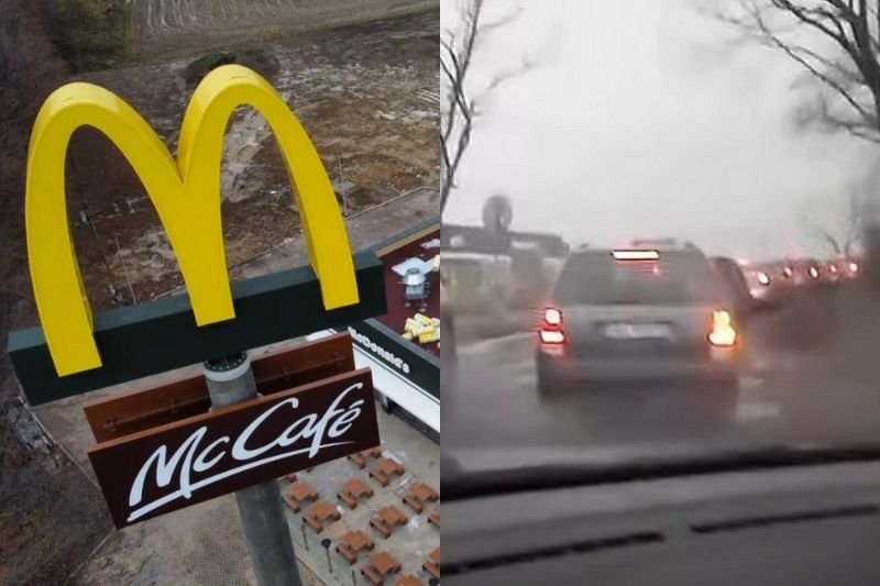 Kierowcy już narzekają na korki przez restaurację fast food. A po drugiej stronie ulicy kończy się budowa centrum handlowego...