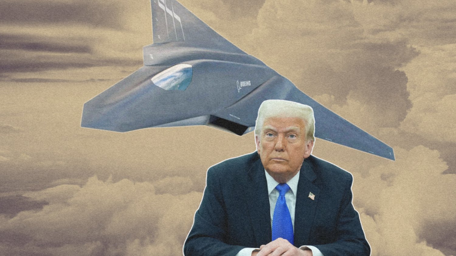 Grafika koncepcyjna F-47 i Donald Trump.