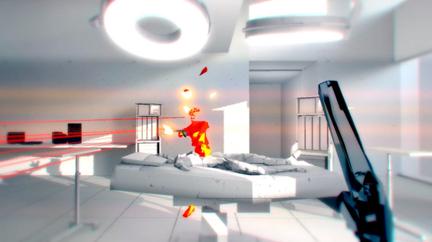 Superhot to nie tylko innowacyjny pomysł na rozgrywkę, ale również rozpoznawalna warstwa wizualna.