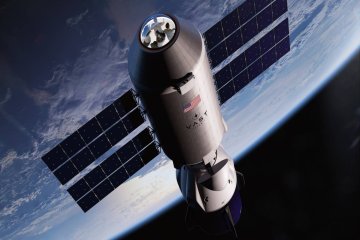 Stacja Haven-1 z zadokowanym Crew Dragon od SpaceX.