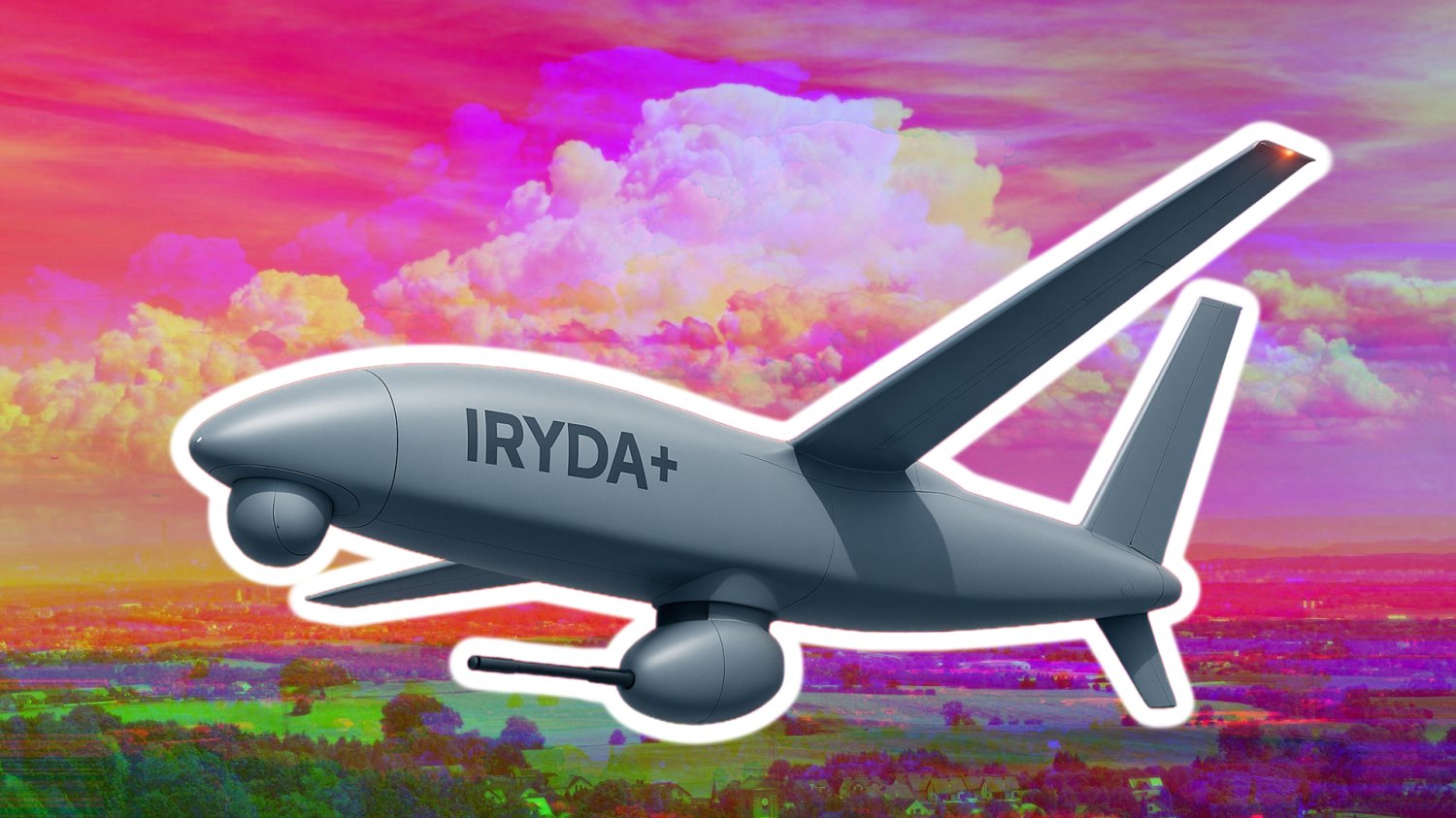 Polska testuje drona myśliwskiego IRYDA. Projekt, który może być naszą wizytówką Dron IRYDA +. W tle niebo zniekształcone i z nałożonymi filtrami.