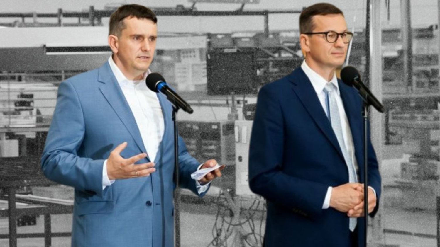 Biznesmen od "Gdzie są TE dzieci?" traci miliardy. Eko-Okna w finansowych tarapatach Mateusz Kłoska i Mateusz Morawiecki w trakcie wizyty w zakadach Eko-Okna.