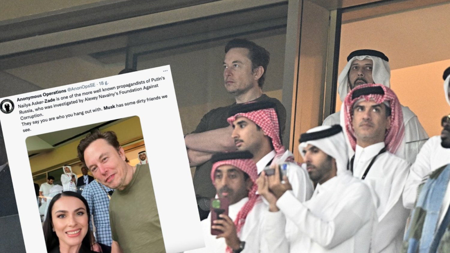 Elon Musk przyłapany z proputinowską gwiazdą telewizji. Był na finale mistrzostw świata w Katarze