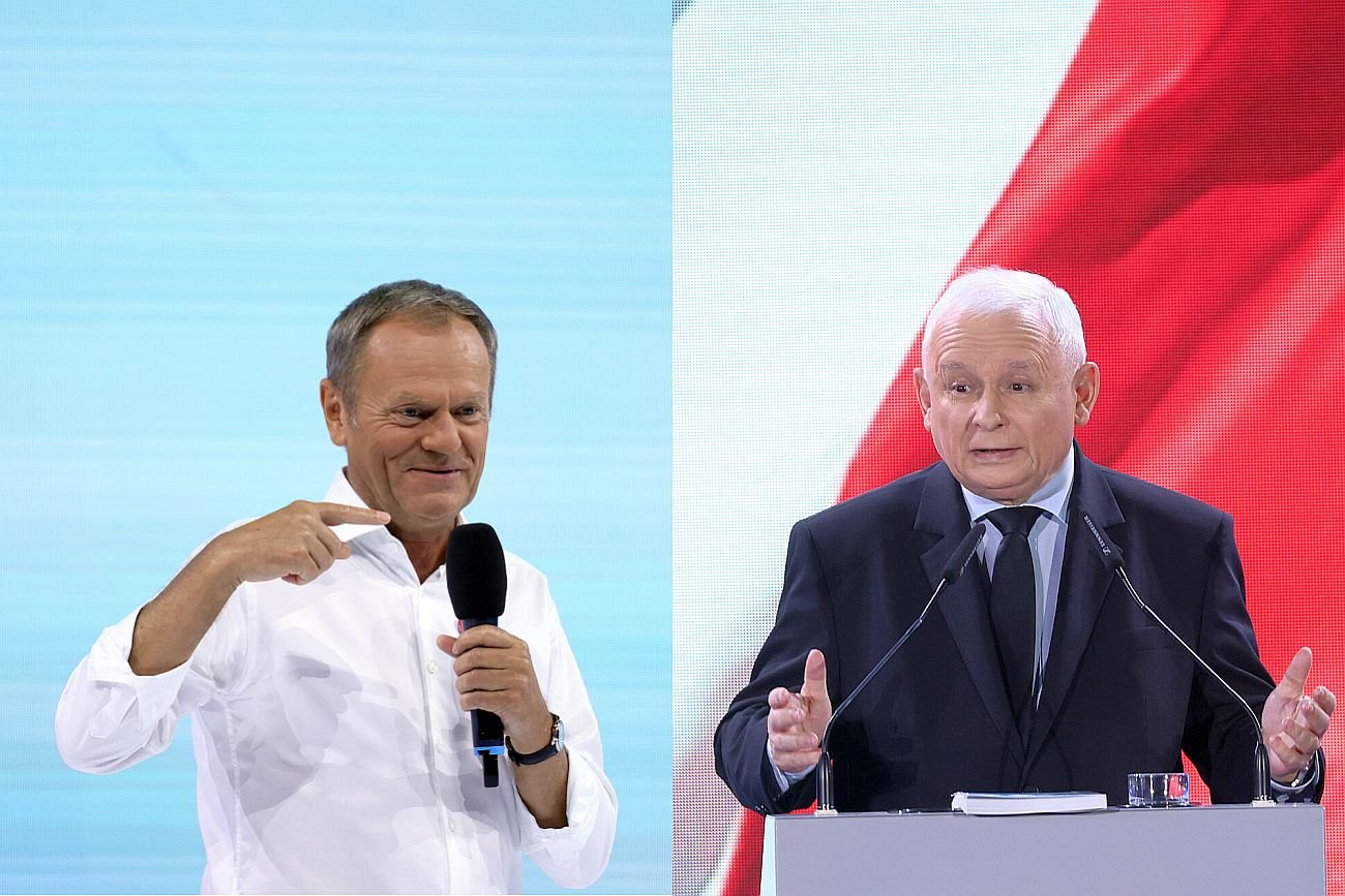 Tusk i Kaczyński prezentują programy wyborcze swoich ugrupowań
